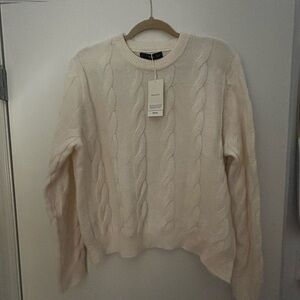 Mango Cable Knit Cream Sweater